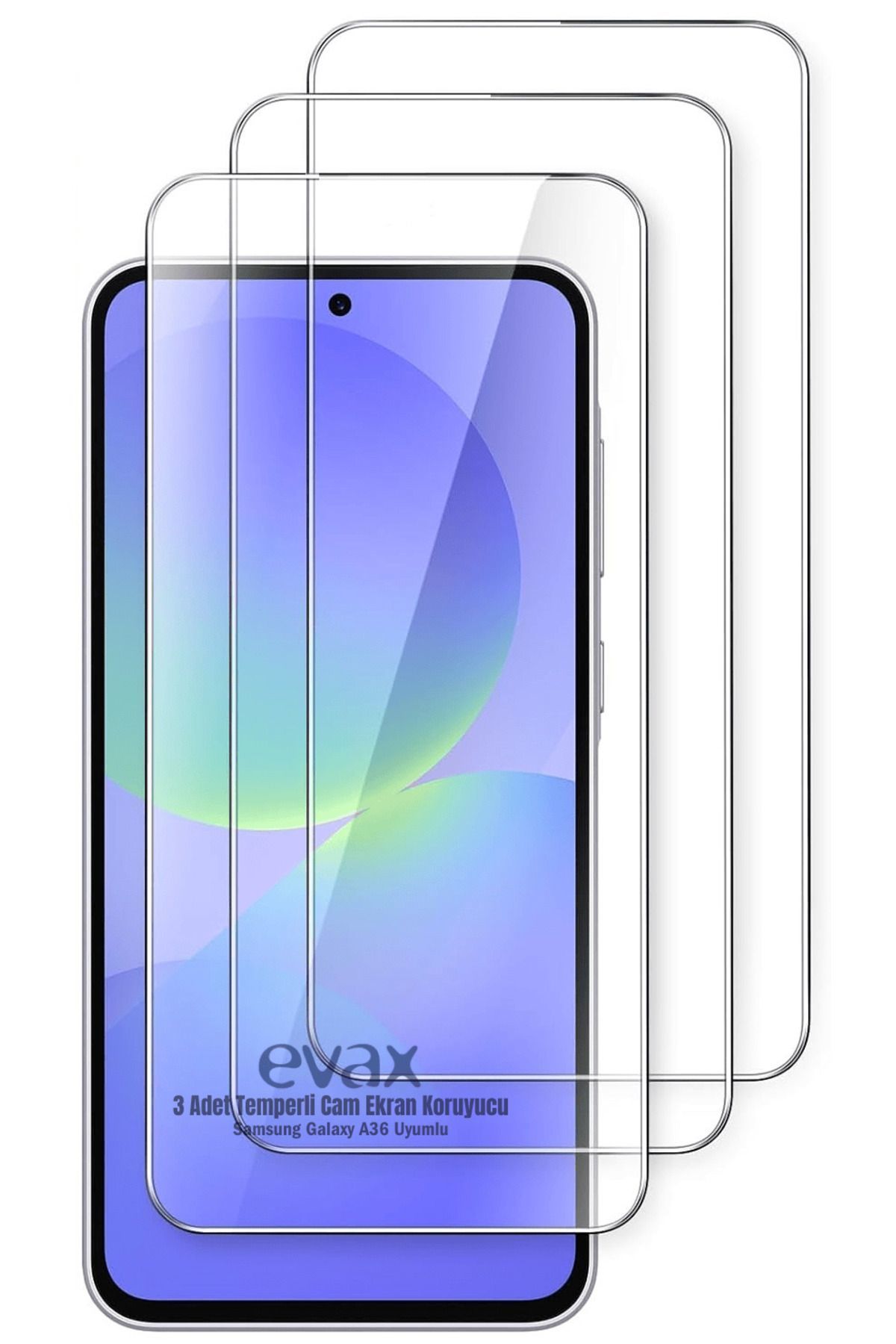 3'lü Paket Samsung A36 Uyumlu Temperli HD+ Cam Ekran Koruyucu (3'lü Paket)