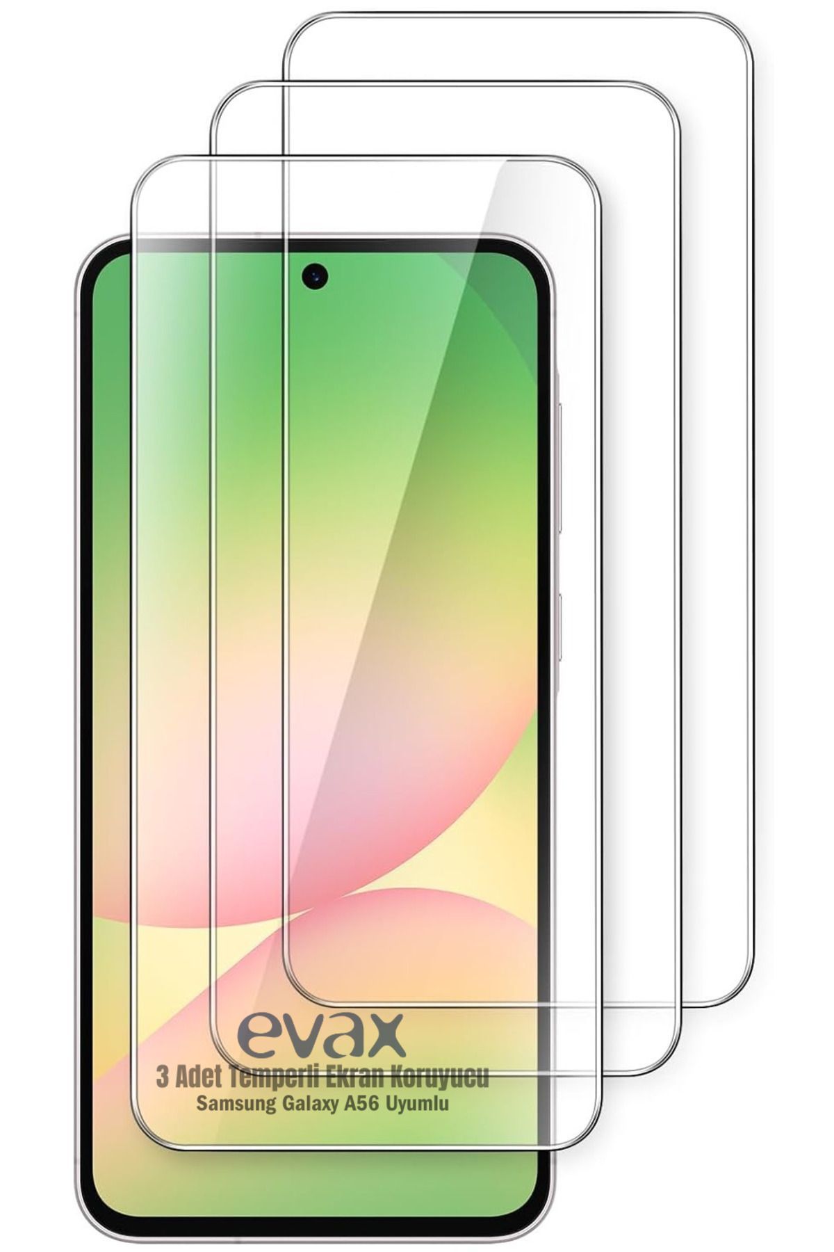 3'lü Paket Samsung A56 Uyumlu Temperli HD+ Cam Ekran Koruyucu (3'lü Paket)