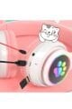 Cat Kedili Bluetooth 5.0 Işıklı Kablosuz Mikrofonlu/aux/hafıza Kartı/kedili Kulaküstü Kulaklık
