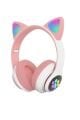 Cat Kedili Bluetooth 5.0 Işıklı Kablosuz Mikrofonlu/aux/hafıza Kartı/kedili Kulaküstü Kulaklık