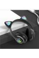 Cat Kedili Bluetooth 5.0 Işıklı Kablosuz Mikrofonlu/aux/hafıza Kartı/kedili Kulaküstü Kulaklık