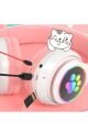 Cat Kedili Bluetooth 5.0 Işıklı Kablosuz Mikrofonlu/aux/hafıza Kartı/kedili Kulaküstü Kulaklık
