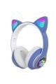 Cat Kedili Bluetooth 5.0 Işıklı Kablosuz Mikrofonlu/aux/hafıza Kartı/kedili Kulaküstü Kulaklık