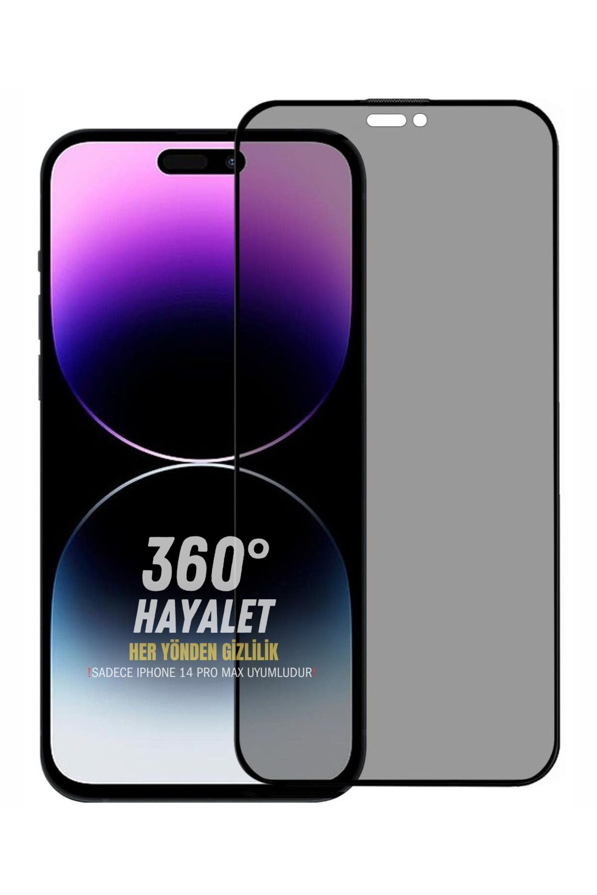 (360° HAYALET) iPhone 14 Pro Max Uyumlu 360° 4 Yönden Görünmez Hayalet ESD Tam Cam Ekran Koruyucu
