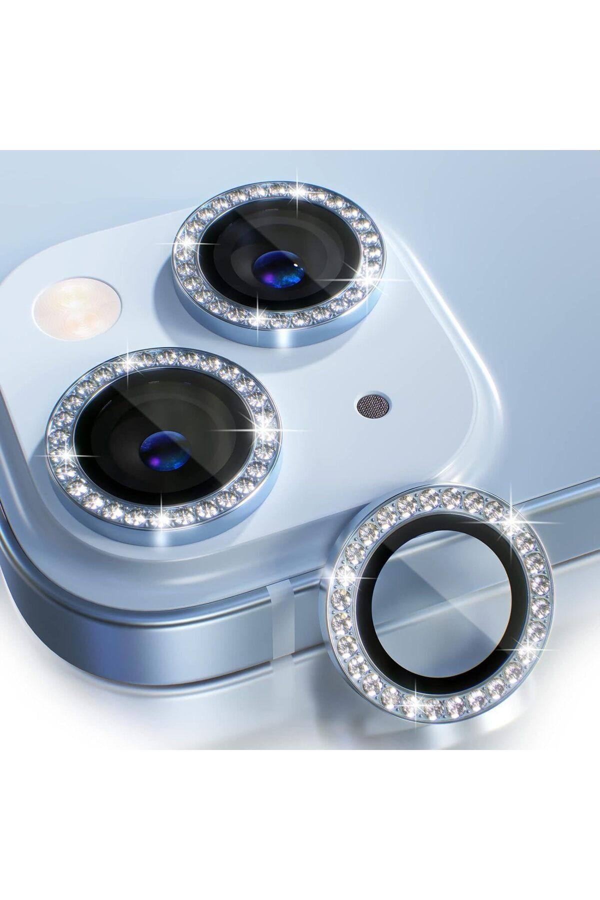 (TAŞLI LENS) Iphone 15 / 15 Plus Uyumlu Taşlı Kamera Lens Koruyucu