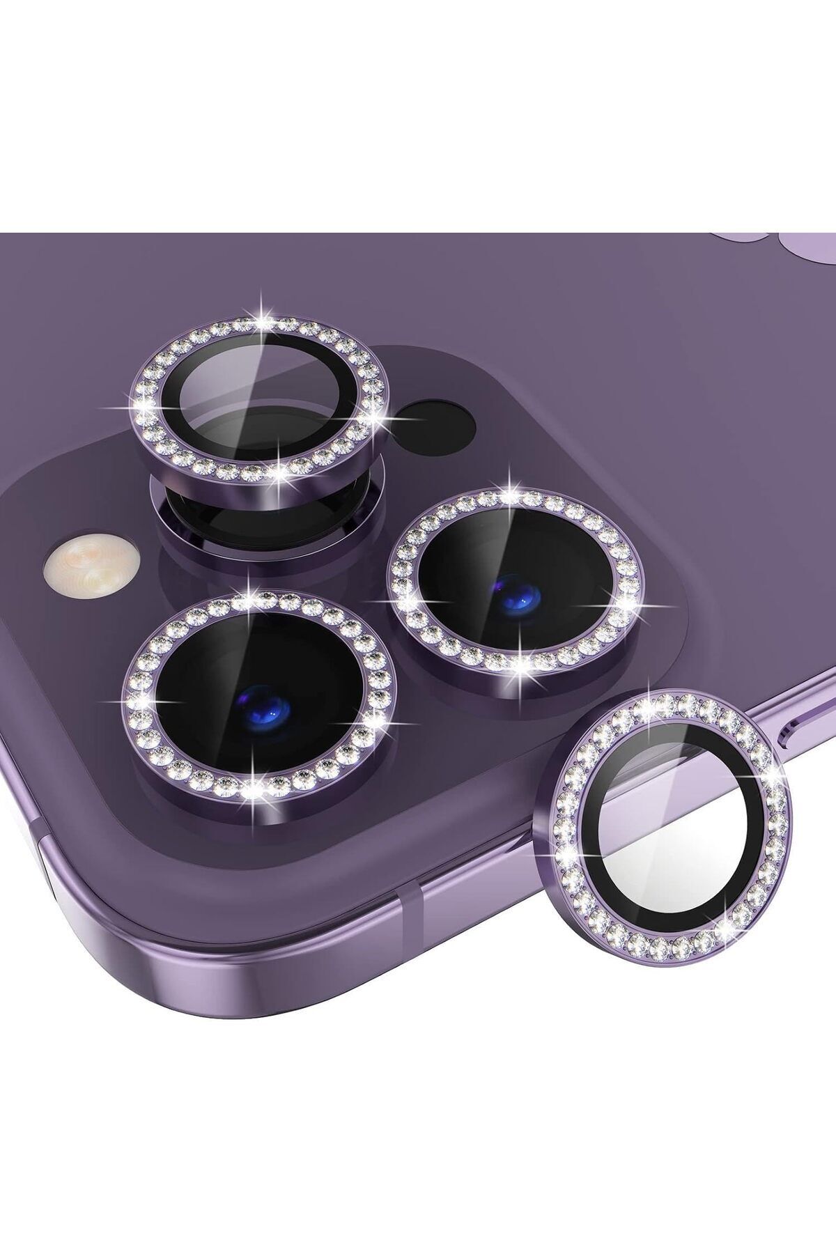 (TAŞLI LENS) Iphone 14 Pro Max / 14 Pro Uyumlu Taşlı Kamera Lens Koruyucu