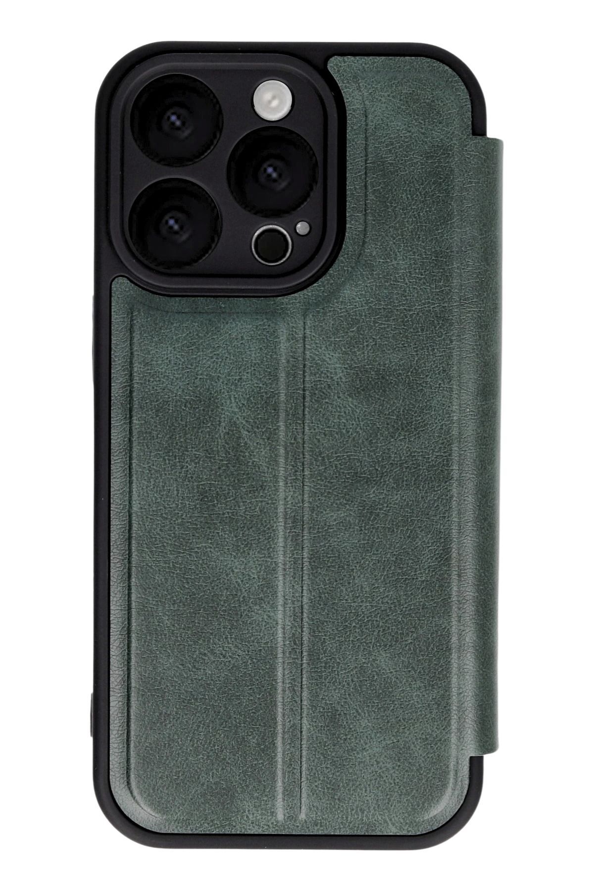 (KAPAKLI) iPhone 16 Pro Max Uyumlu Kapaklı Deri Görünümlü Kamera Korumalı İç Kartlıklı Kılıf Flip