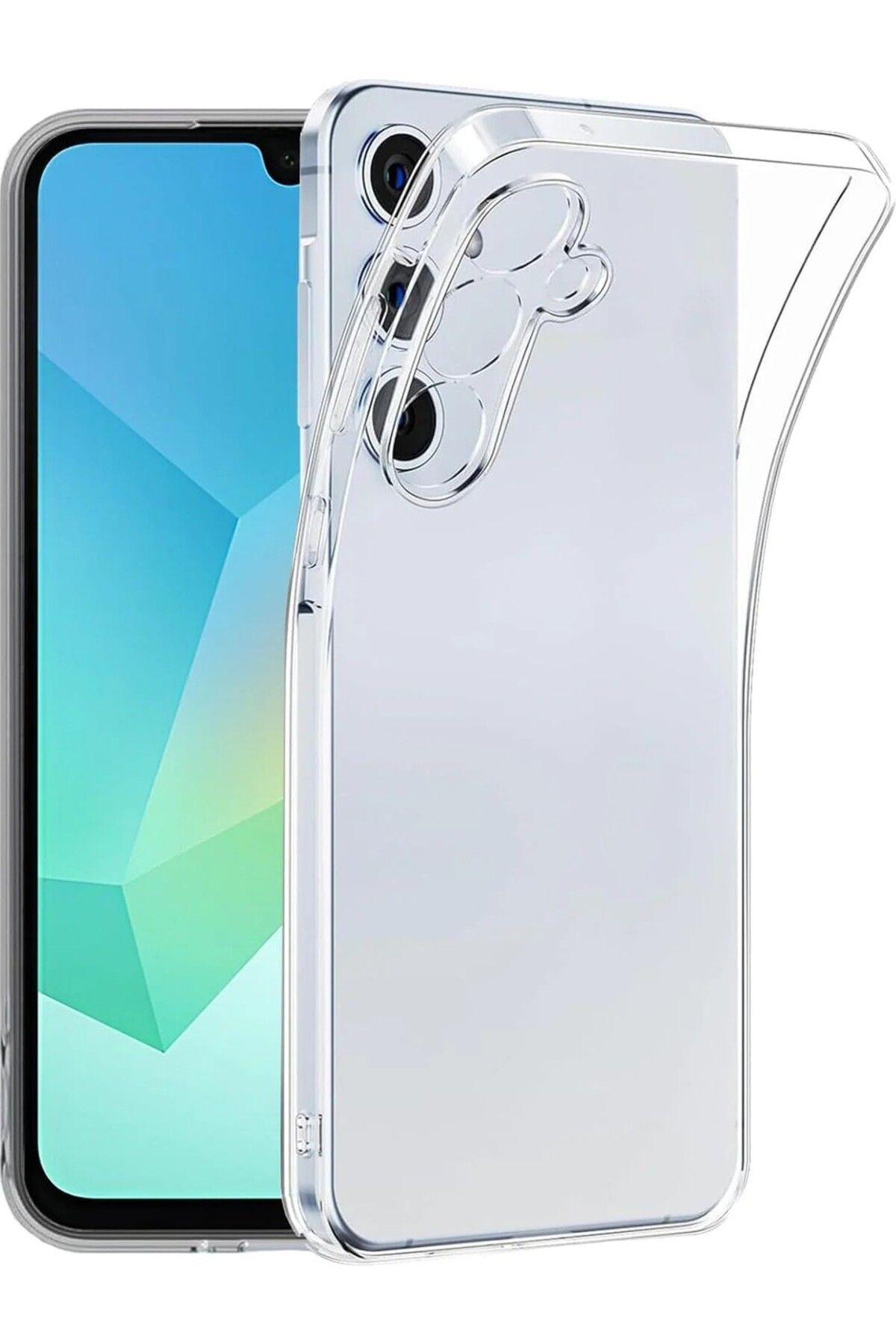 (TIPALI ŞEFFAF) Samsung Galaxy A16 Şeffaf Silikon Kılıf / Kamera Yeri Korumalı / Şarj Yeri Tıpalı