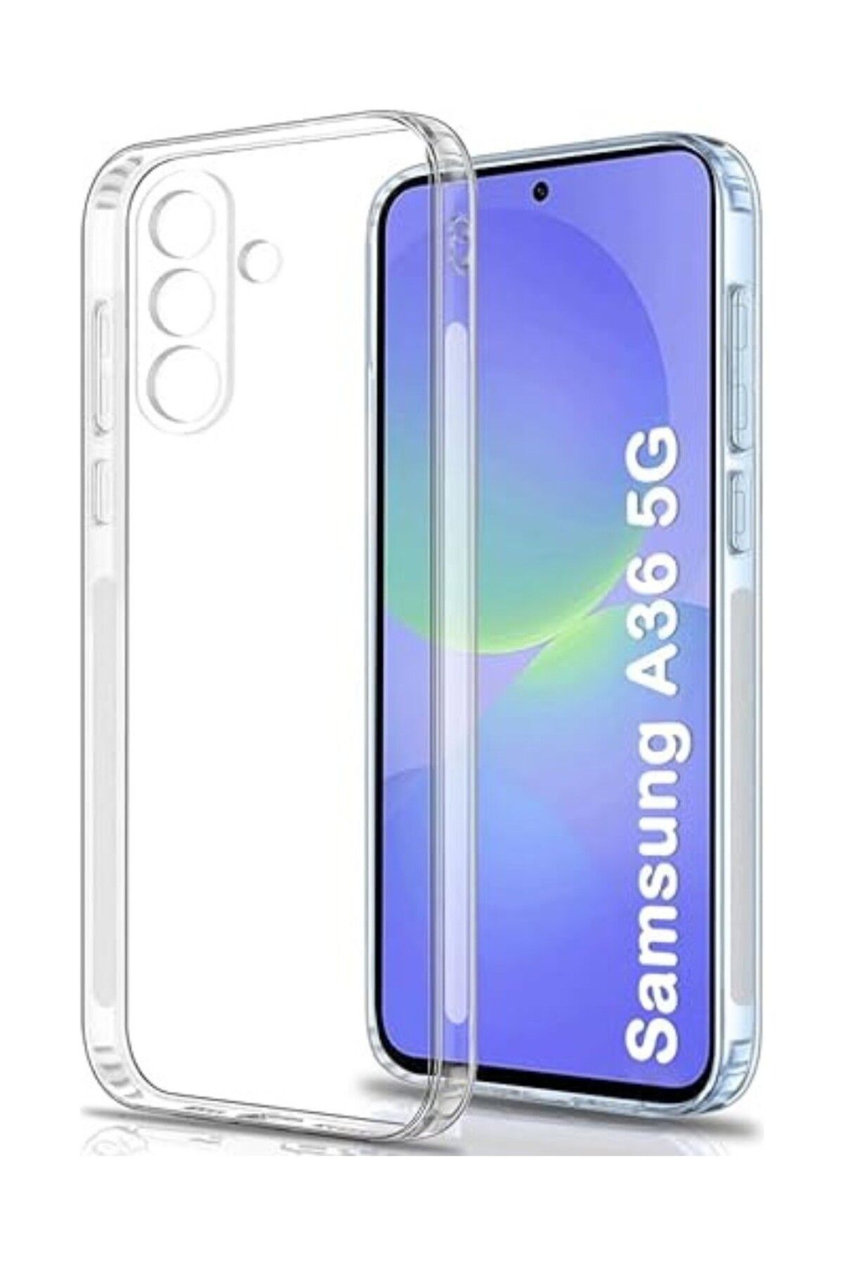 (TIPALI ŞEFFAF) Samsung Galaxy A36 Şeffaf Silikon Kılıf / Kamera Yeri Korumalı / Şarj Yeri Tıpalı