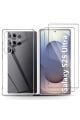 (2 CAM + 1 KILIF) Samsung Garaxy S25 ULTRA Uyumlu 1 Şeffaf Silikon Kılıf + 2 Cam Ekran Koruyucu