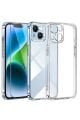 1C1K iPhone 14 Plus Uyumlu 1 Kamera Korumalı Şeffaf Silikon Kılıf + 1 Temperli Cam Ekran Koruyucu