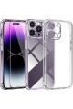 1C1K iPhone 14 Pro Max Uyumlu 1 Kamera Korumalı Şeffaf Silikon Kılıf + 1 Temperli Cam Ekran Koruyucu
