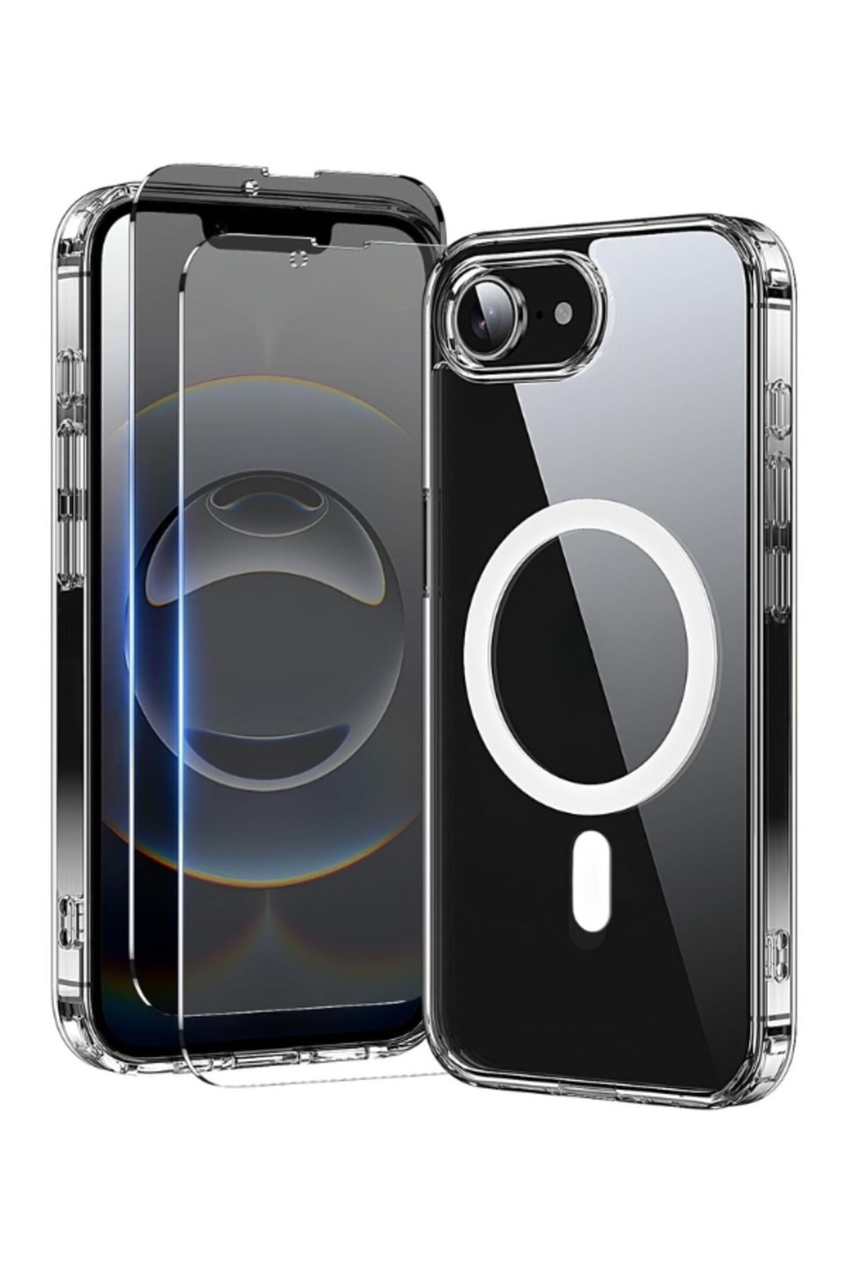 2H1M iPhone 16e (2025) Uyumlu 2 Hayalet Cam Ekran Koruyucu & 1 Magsafe Kılıf