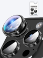 (PREMIUM LENS) 16 Pro Max / 16 Pro Siyah Titanyum Uyumlu Kolay Kurulum Aparatlı Premium Lens Koruyucu
